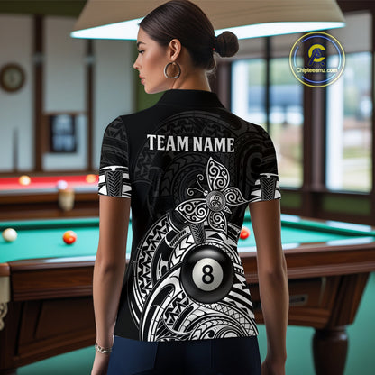 Custom White Black Tribal Butterfly Billiard Shirts For Women | 8 Ball Pool Team Jerseys TDM3987