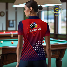 Load image into Gallery viewer, Personalized US Flag Billiard 8 Ball &amp; 9 Ball Pool Polo, 1/4 Zip For Women, Billiard Team Jersey TDM3800