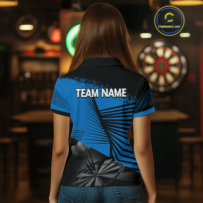 Custom Women's Darts Shirt With Silver Dart Arrows Hitting Dartboard, Darts Jersey NYN0285