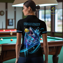 Load image into Gallery viewer, Blue 8 Ball &amp; 9 Ball Pool Billiard Shark Polo &amp; Quarter Zip For Women Custom Team Billiard Jerseys TDM3853