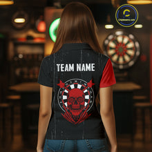 Load image into Gallery viewer, Red Skull Dartboard Grunge Custom Dart Shirt For Women, Dart Team Jerseys NYN0116