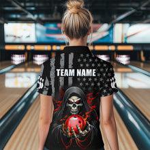 Load image into Gallery viewer, Skull Bowling Shirts Custom Name Bowling Jersey for Women Polo &amp; Quarter Zip Team Bowling Shirts Unisex HNT04