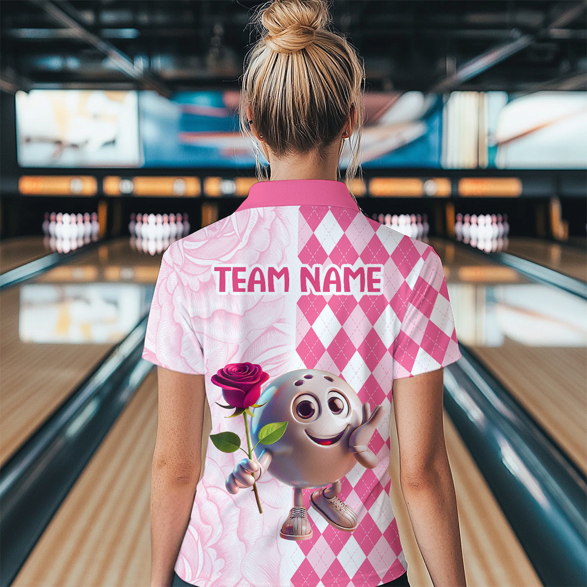 Personalized Bowling Team Jersey Polo Bowling Shirt for Couples Button Down Shirt QZT611