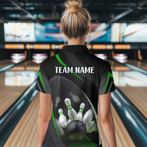 Green Bowling Shirts for Men Women Team Custom Bowling Polo & Quarter Zip Shirt MBL71