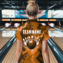 Load image into Gallery viewer, Thunder Lightning Bowling Shirt Orange Bowling Jersey Men Women Team Bowling Shirts MBL64
