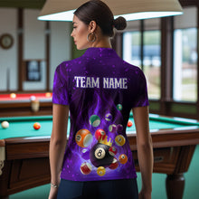Load image into Gallery viewer, Purple Flaming Billiards Shirt 8 Ball Billiards Shirt Women Polo Shirts &amp; 1/4 Zip NNT08