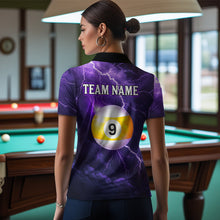 Load image into Gallery viewer, Purple Thunder 8 &amp; 9 Ball Billiards Shirt Women Team Polo &amp; 1/4 Zip Shirts Billiard Jersey NNT17