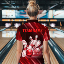 Load image into Gallery viewer, Custom Red Bowling Jersey for Women Bowling Team Shirts Bowling Uniform Polo &amp; 1/4 Zip HNT162