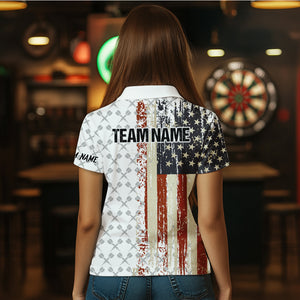 Grunge Retro US Flag Custom Darts Shirt For Women, Darts Jersey Pocket Option TDM3797