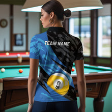 Load image into Gallery viewer, Blue Billiard Jerseys 8 9 Ball Pool Billiard Shirts for Women Polo &amp; 1/4 Zip Shirt Billiards Gifts Team Jersey NNT27