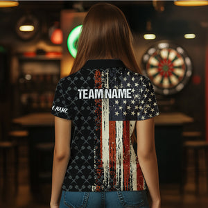 Vintage American Flag Darts Shirt For Women Custom Darts Jersey Pocket Option TDM3516
