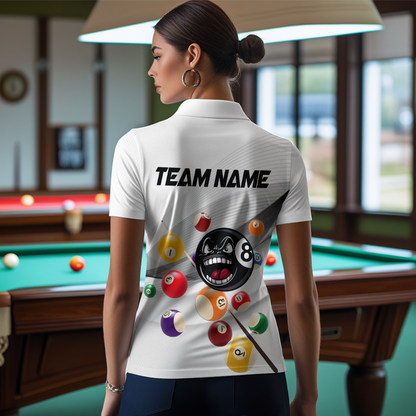 Billiard Jerseys Funny 8 Ball Billiard for Women Team Polo & 1/4 Zip Shirt Billiard Gifts NNT22