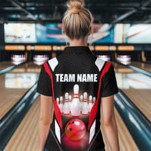 Load image into Gallery viewer, Red Bowling Shirt for Men and Women Bowling Jersey with Team Bowling Polo &amp; 1/4 Zip MBL42