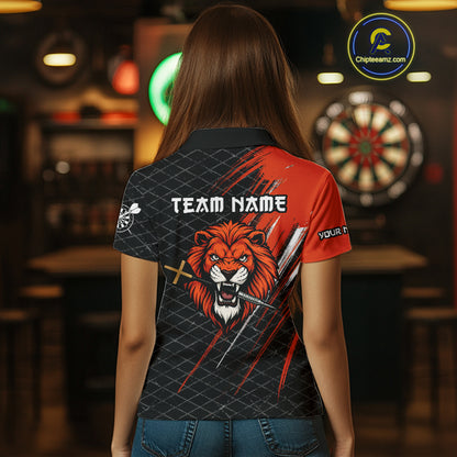 Lion Dart Arrows Grunge Style Custom Orange Dart Shirt For Women, Dart Team Jerseys NYN0101