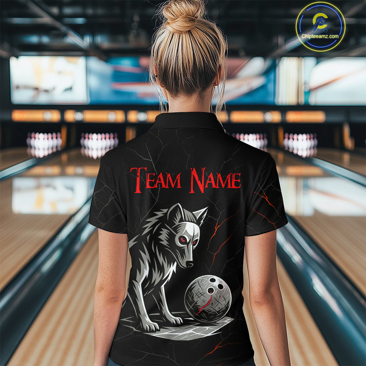 Wolf Bowling Shirt for Women Custom Bowling Team Jersey Black Polo & Quarter-Zip Bowling Unisex QZT700