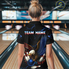 Load image into Gallery viewer, Blue Thunder US Flag Eagle Bowling Shirts for Women Team Bowling Polo &amp; Quarter-Zip HNT96