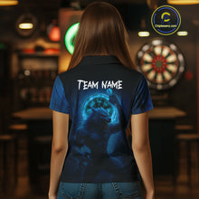 Load image into Gallery viewer, Women&#39;s Custom Dart Shirt With Blue Wolf, Red Eyes And Lightning Dartboard NYN0251