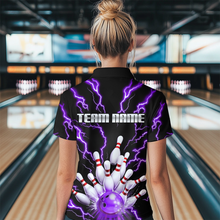 Load image into Gallery viewer, Thunder Lightning Purple Bowling Shirt Custom Bowling Jersey for Men Women Team MBL66