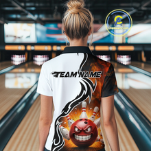 Load image into Gallery viewer, Flaming Angry Bowling Shirts Custom for Men Women Team Bowling Polo Shirts &amp; 1/4 Zip MBL93