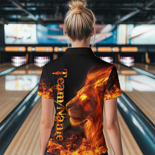 Load image into Gallery viewer, Orange Flaming Lion Bowling Custom Women Bowling Polo &amp; Quarter-Zip Bowling Team Jerseys HNT43