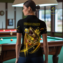 Load image into Gallery viewer, Yellow 9 Ball Pool Billiard Shark Polo &amp; Quarter Zip For Women Custom Team League Billiard Jerseys TDM4475