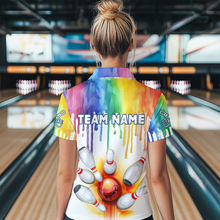 Load image into Gallery viewer, Rainbow Bowling Shirt for Men Women Personalized Polo Bowling Jersey Bowling Outfit QZT680