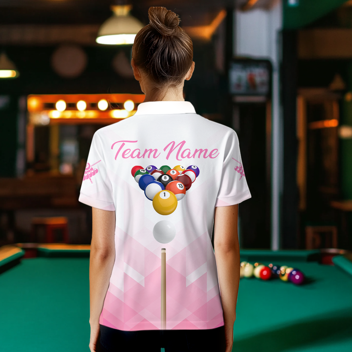 Custom Women 8 Ball Billiard Jersey Billiard Team Shirt Billiard League Polo & 1/4 Zip NNT100