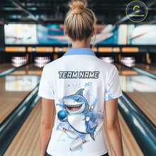 Load image into Gallery viewer, Blue Shark Bowling Custom Women Bowling Shirt Polo &amp; Quarter-Zip Bowling Team Jerseys HNT62