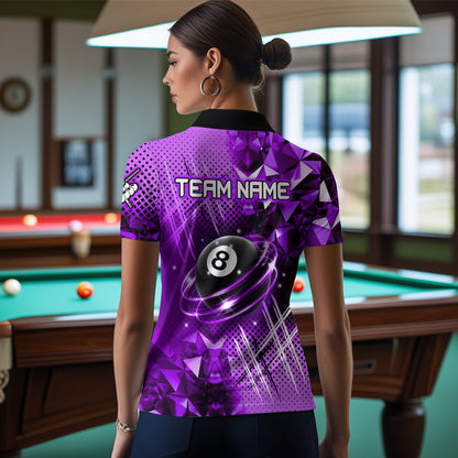 Purple Billiard Shirt 8 Ball Billiard Jersey for Women Billiard Gifts for Women Polo & 1/4 Zip NNT25