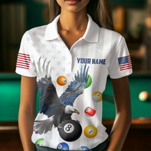 Load image into Gallery viewer, American Flag Billiards Shirt Eagle 8 Ball Billiards Billiard Shirt Women Polo Shirts &amp; 1/4 Zip NNT07