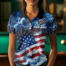 Load image into Gallery viewer, US Flag Thunder Billiards Shirt Women Polo &amp; 1/4 Zip Shirts Billiard Team Jersey for Team NNT11