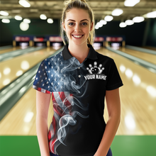 Load image into Gallery viewer, Custom Skull Bowling Shirts For Men Women American Flag Bowling Jersey Team BDT507