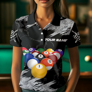 Personalized Billiard Shirt Billiard Jersey for Women Billiard Gifts for Women Team 8 Ball Pool Billiard Polo & 1/4 Zip NNT13