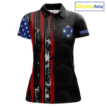 Load image into Gallery viewer, Custom Womens Golf Polo Shirt USA Flag, Golf Family Team Shirt, School Team Golf Shirt, Patriotic Golf Shirt NHT715
