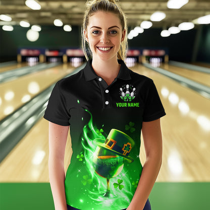 Custom Bowling Shirt Unisex Green Shamrock Lucky Clover Polo Bowling Jersey QZT624