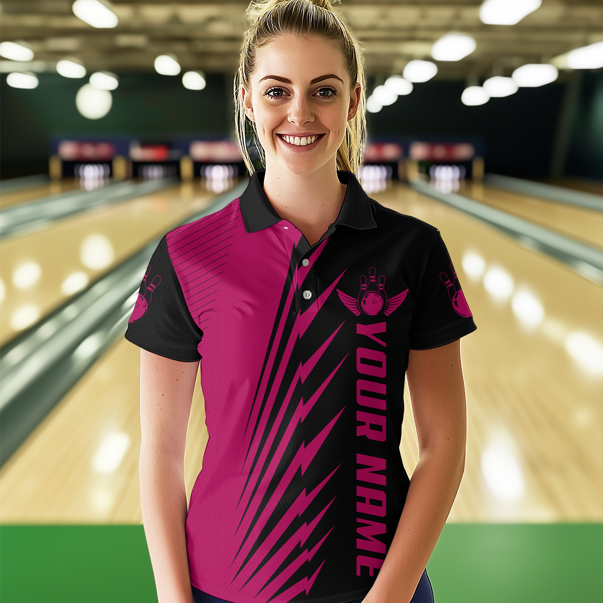 Custom Pink Bowling Shirts for Men Women Team Bowling Polo & 1/4 Zip Shirt MBL48