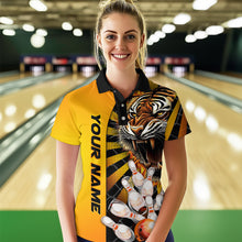 Load image into Gallery viewer, Yellow Tiger Bowling Custom Women Bowling Polo &amp; Quarter-Zip Bowling Team Jerseys HNT44