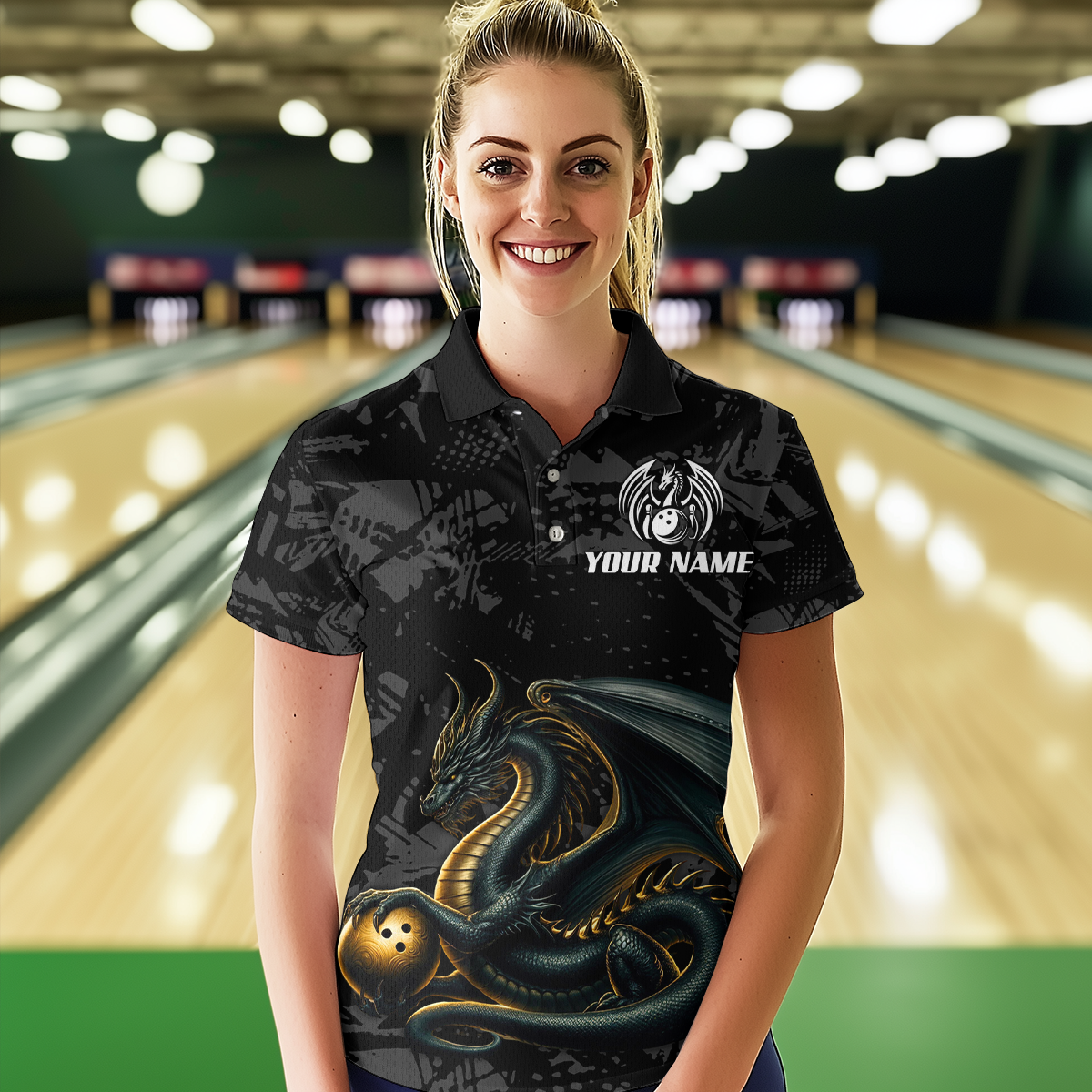 Dragon Bowling Team Shirt Custom Dragon Bowling Jersey Polo Bowling Performance QZT640