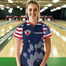 Load image into Gallery viewer, Custom Patriotic Bowling Shirts for Women Men American Flag Bowling Shirt for Team MBL06