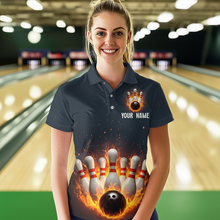Load image into Gallery viewer, Custom Flaming Bowling Shirt for Men Women Fire Bowling Polo Shirts &amp; Quarter Zip MBL83