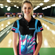 Load image into Gallery viewer, Pink&amp;Blue Bowling Shirt for Men Women Team Bowling Jersey Bowling Polo &amp; 1/4 Zip MBL57