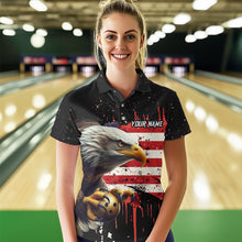 Load image into Gallery viewer, American Flag Bowling Shirt Custom Eagle Bowling Jersey for Men And Women Polo Bowling League QZT630