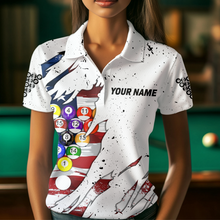 Load image into Gallery viewer, Billiard Jerseys American Flag 8 Ball Pool Billiard Shirts for Women Polo &amp; 1/4 Zip Shirt Team NNT26