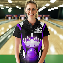 Load image into Gallery viewer, Purple Bowling Shirt for Men and Women Bowling Jersey with Team Bowling Polo &amp; 1/4 Zip MBL42