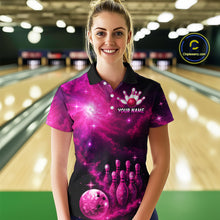 Load image into Gallery viewer, Custom Pink Galaxy Bowling Shirts for Women Men Bowling Jersey for Team Bowl Outfit MBL124