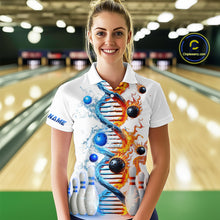 Load image into Gallery viewer, Custom Flame &amp; Water DNA Bowling Shirt White Polo Bowling Jersey for Men And Women QZT685