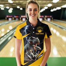 Load image into Gallery viewer, Yellow &amp; Black Thunder Dinosaur Bowling Shirts Custom Bowling Polo Jersey for Men Women QZT669