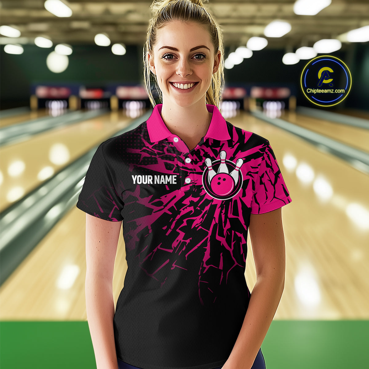 Custom Pink Bowling Shirt Blue for Men Women and Team Bowling Jerseys MBL102
