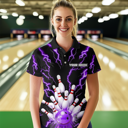 Thunder Lightning Purple Bowling Shirt Custom Bowling Jersey for Men Women Team MBL66