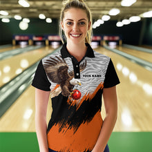 Load image into Gallery viewer, Custom Name Orange Eagle Bowling Shirt Bowling Jersey for Women Polo &amp; 1/4 Zip Shirt Team League HNT07